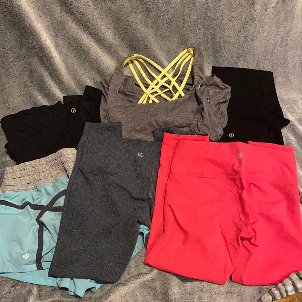 Bundle of gently used women’s athletic wear.